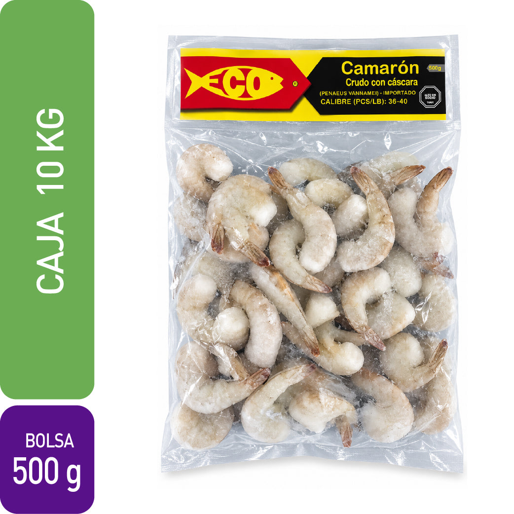 Camarón Crudo con Piel ECO 36/40 | Caja 10 x 500 g