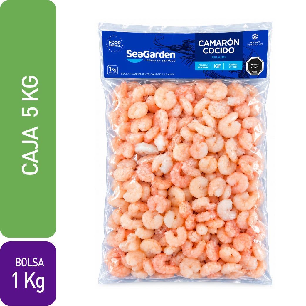 Camarón 71/100 Cocido P&D | Caja 5 × 1 Kg