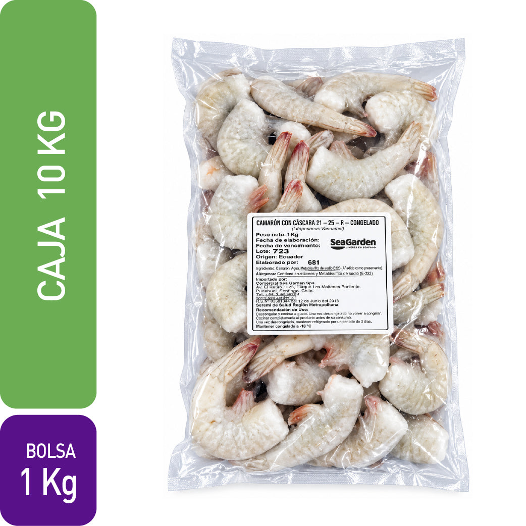 Camarón 21/25 con Cáscara Ecuatoriano | Caja 10 × 1 Kg