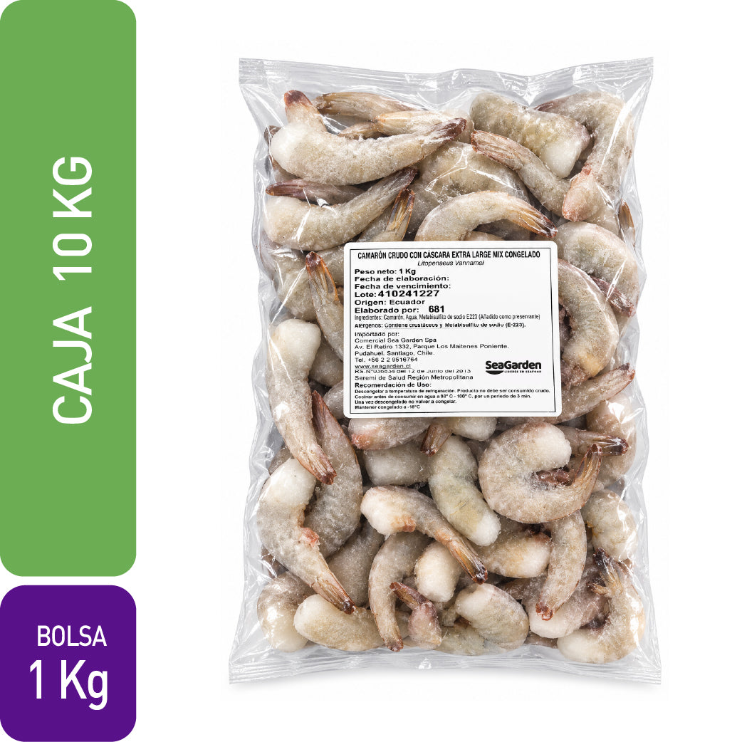 Camarón Extra Large Mix con Cáscara Ecuatoriano | Caja 10 × 1 Kg