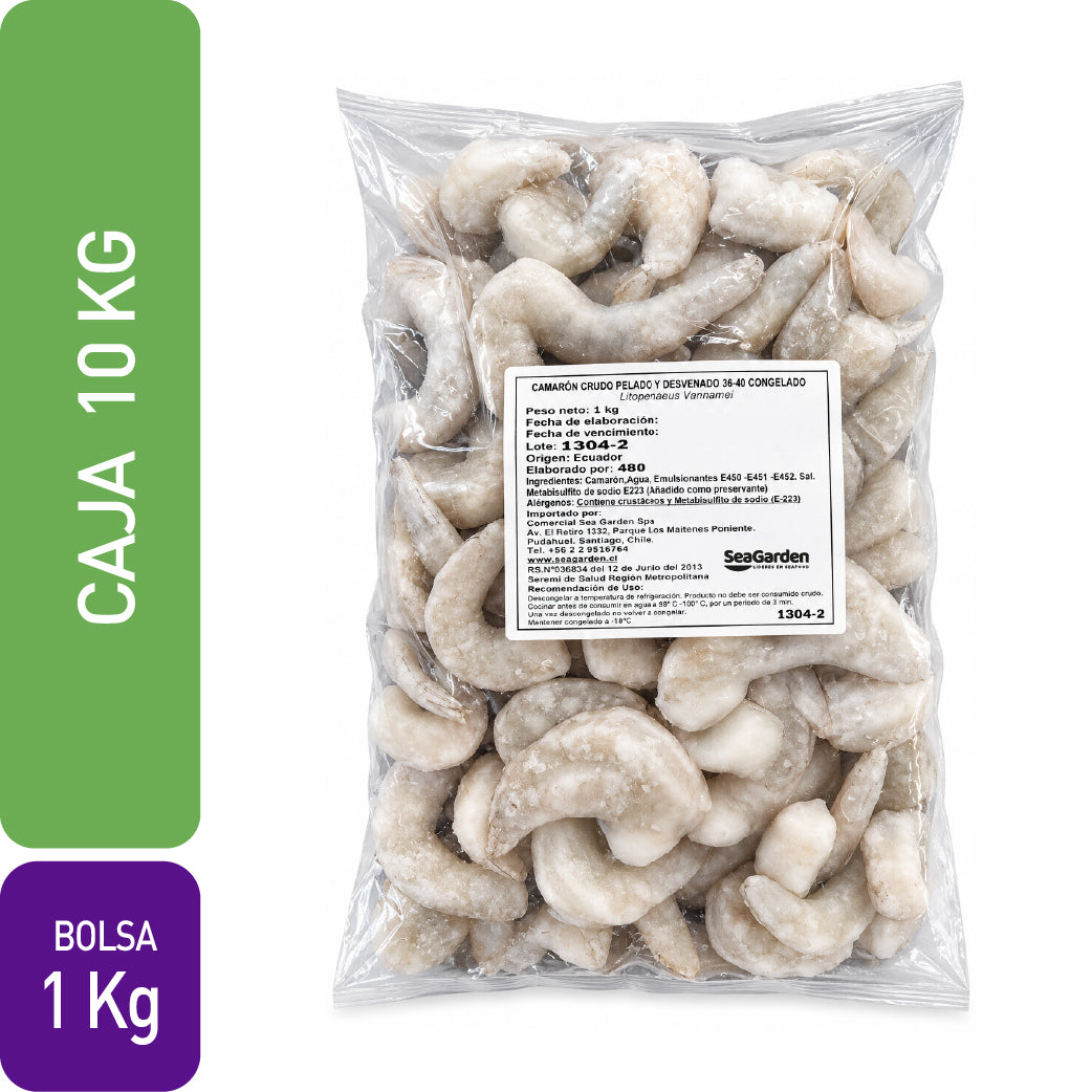 Camarón Ecuatoriano NetCount 36/40 P&D | Caja 10 × 1 Kg