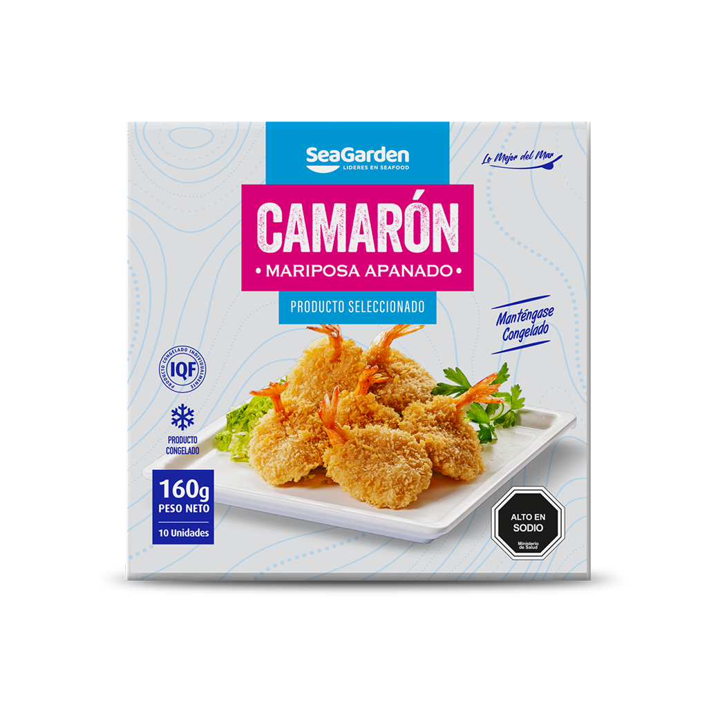 Camarón mariposa crudo apanado 160g - Caja 20u