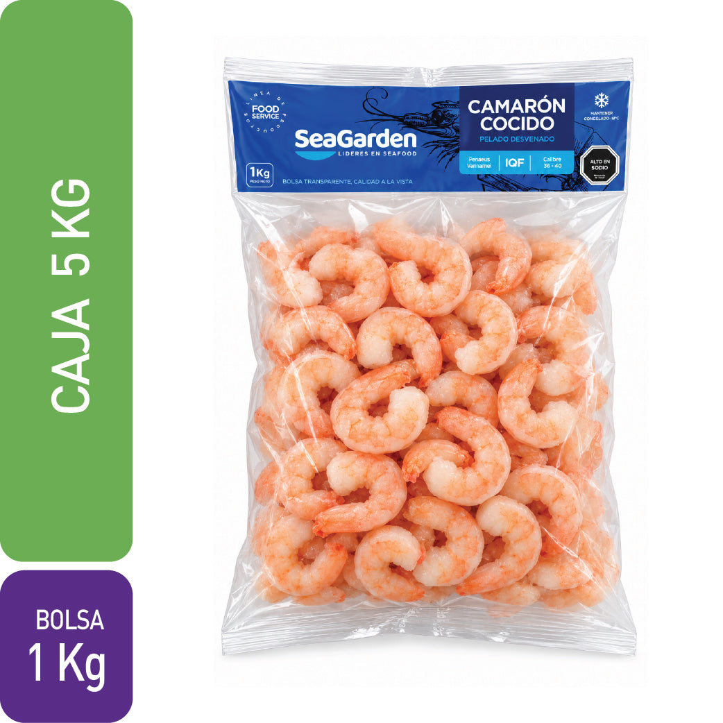 Camarón 36/40 Cocido P&D | Caja 5 × 1 Kg