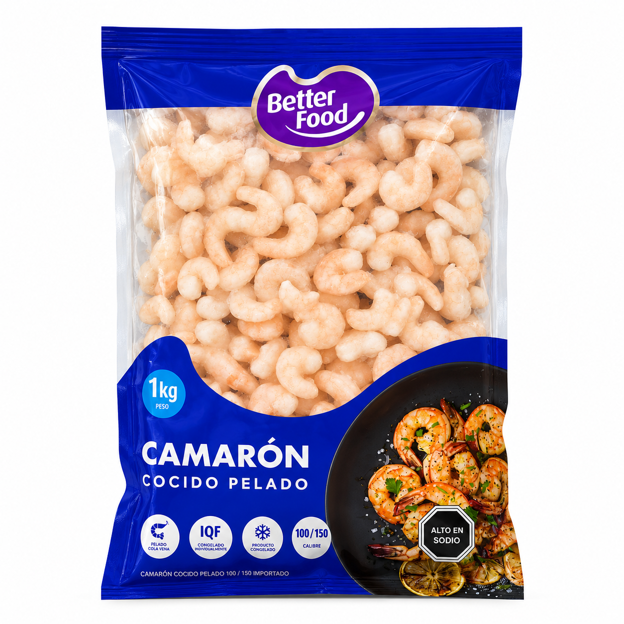 Camarón 100/150 Cocido Pelado Better Food | Caja 5 × 1 Kg