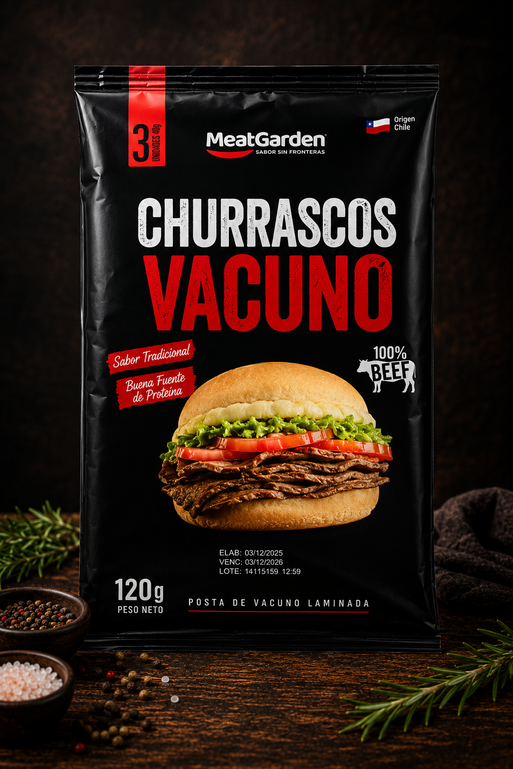 Churrasco de vacuno de posta 120 g - Caja 45 u